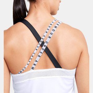 NWT - Double Strap Tank White Black L Large Strappy workout gym Under Armour UA